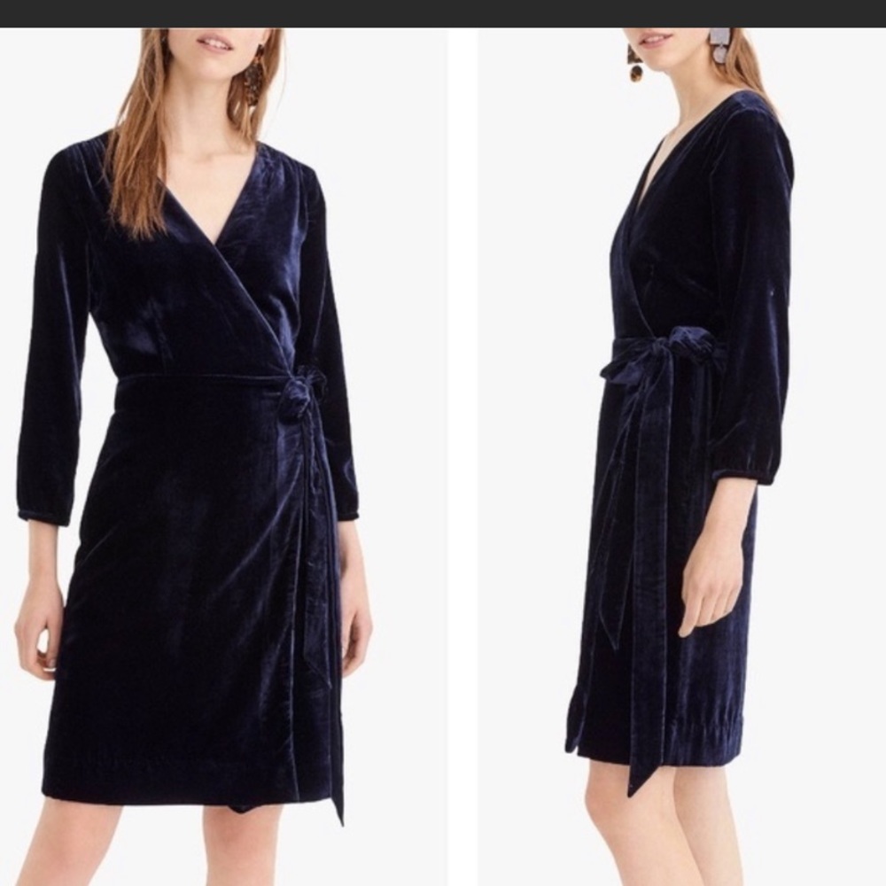J. Crew Velvet Dress Navy